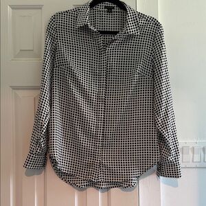 Ann Taylor Black and White Checkered Blouse